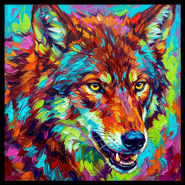 Red Wolf In Vibrant Colors