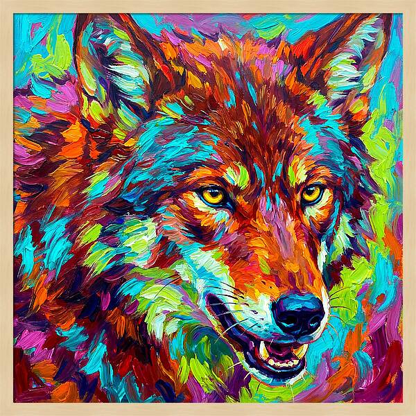 Red Wolf In Vibrant Colors