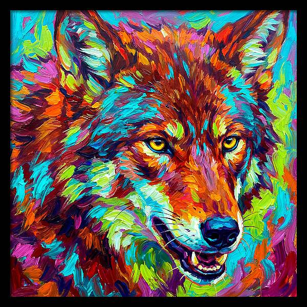 Red Wolf In Vibrant Colors