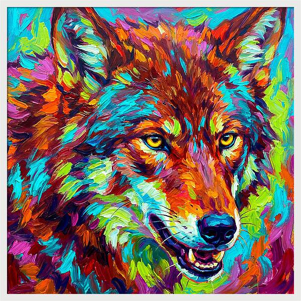 Red Wolf In Vibrant Colors