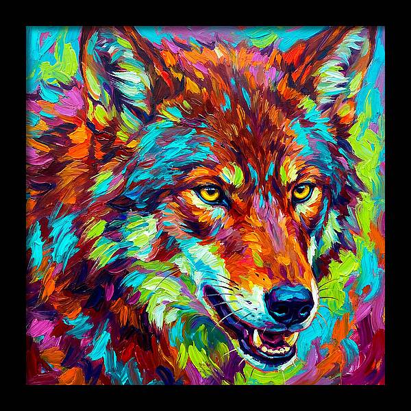 Red Wolf In Vibrant Colors