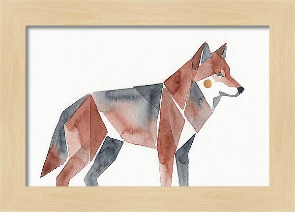 Red Wolf In Watercolor Style