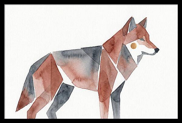 Red Wolf In Watercolor Style
