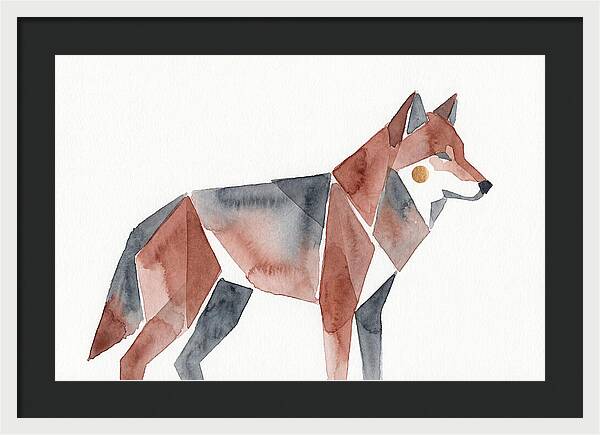 Red Wolf In Watercolor Style