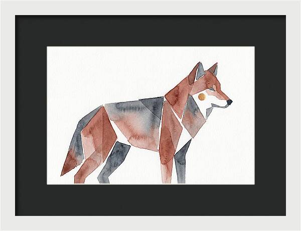 Red Wolf In Watercolor Style