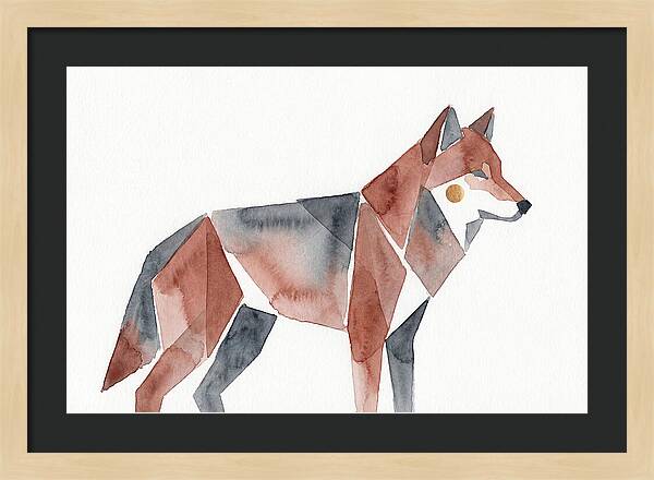 Red Wolf In Watercolor Style