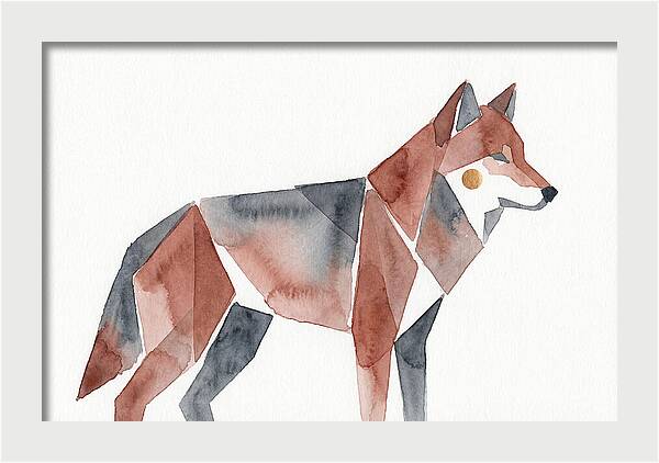 Red Wolf In Watercolor Style