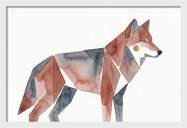 Red Wolf In Watercolor Style