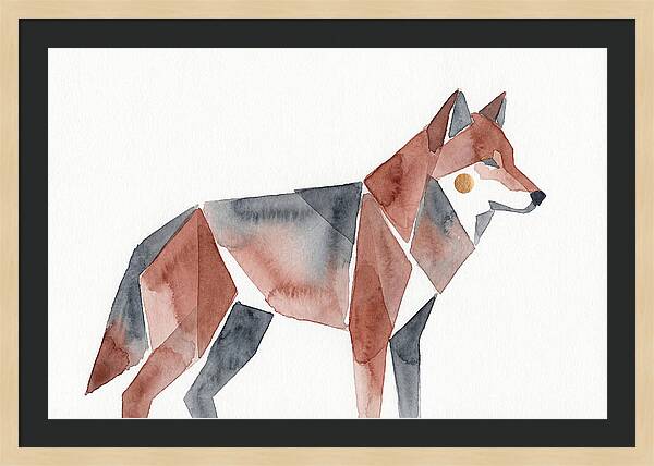 Red Wolf In Watercolor Style