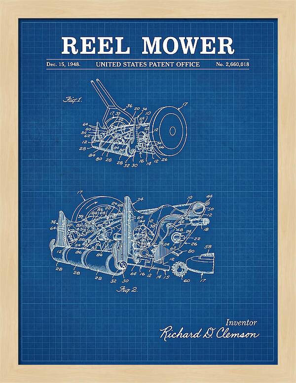 Reel Mower Blueprint Patent Us2660018a