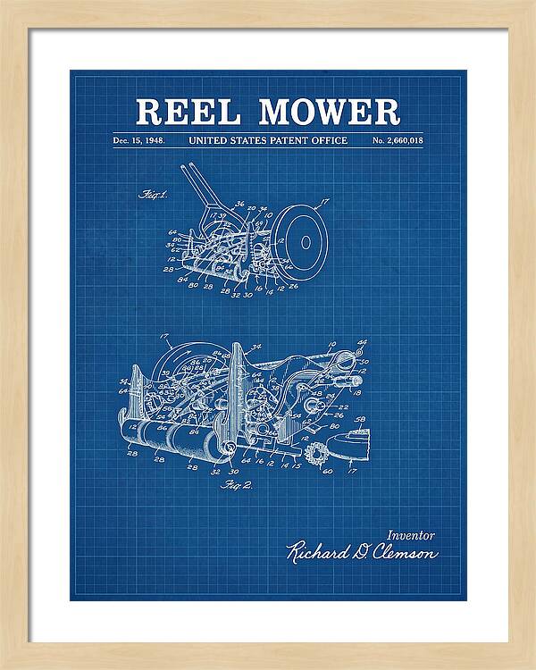 Reel Mower Blueprint Patent Us2660018a