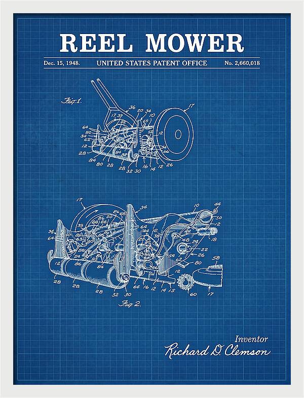Reel Mower Blueprint Patent Us2660018a