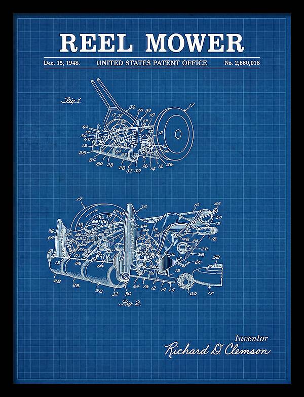 Reel Mower Blueprint Patent Us2660018a