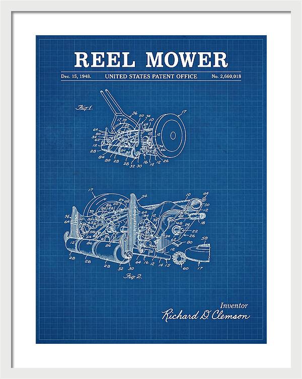 Reel Mower Blueprint Patent Us2660018a