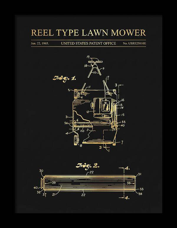 Reel Type Lawn Mower Gold Patent Usre25810e