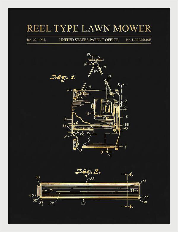 Reel Type Lawn Mower Gold Patent Usre25810e