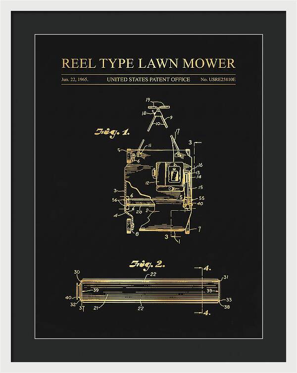 Reel Type Lawn Mower Gold Patent Usre25810e