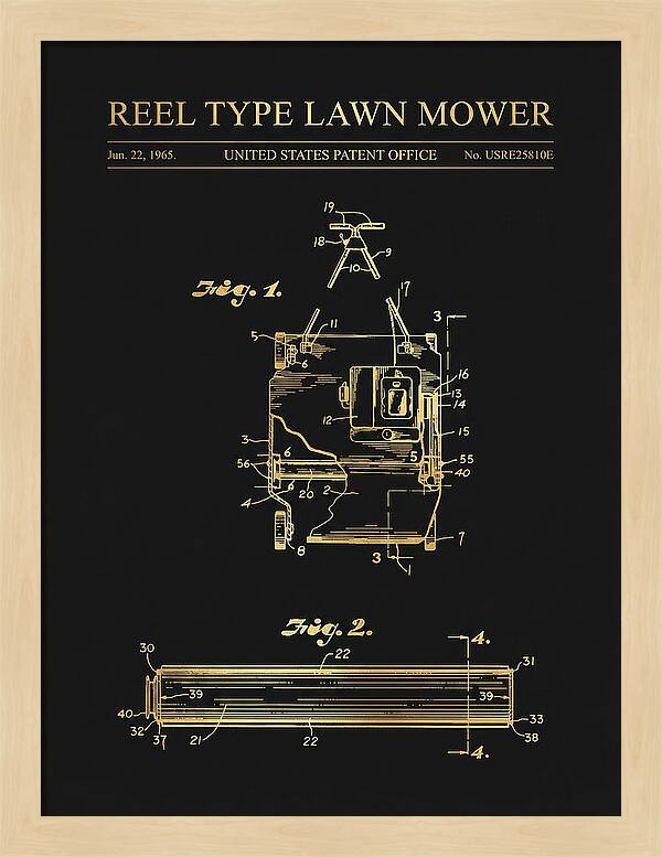 Reel Type Lawn Mower Gold Patent Usre25810e