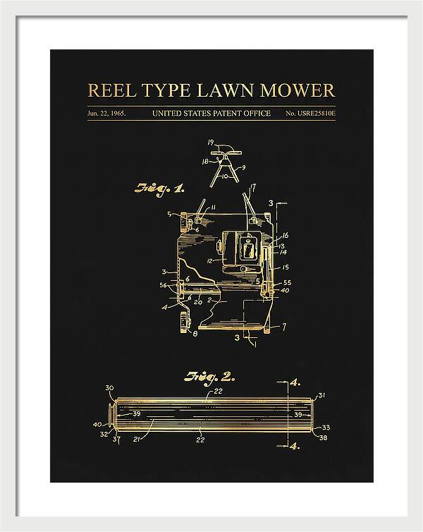 Reel Type Lawn Mower Gold Patent Usre25810e
