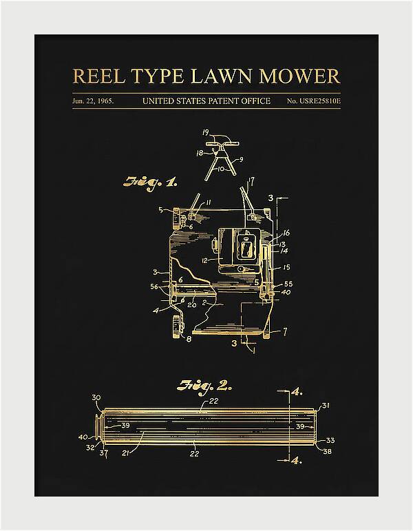 Reel Type Lawn Mower Gold Patent Usre25810e