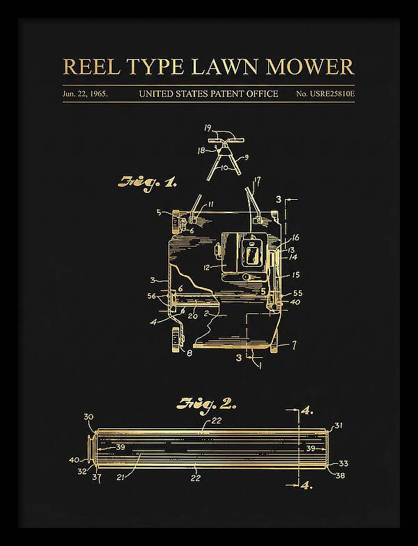 Reel Type Lawn Mower Gold Patent Usre25810e