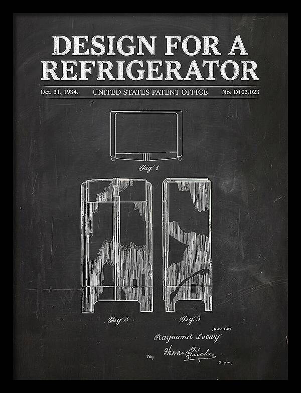 Refrigerator Raymond Loewy Chalkboard Patent Usd103023s