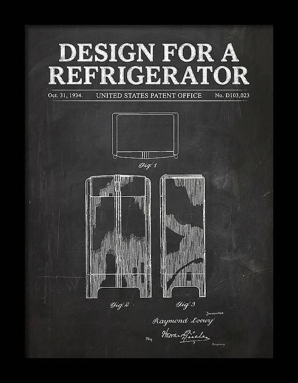 Refrigerator Raymond Loewy Chalkboard Patent Usd103023s