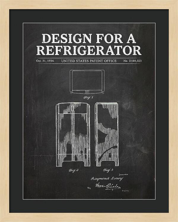Refrigerator Raymond Loewy Chalkboard Patent Usd103023s