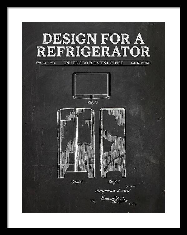 Refrigerator Raymond Loewy Chalkboard Patent Usd103023s