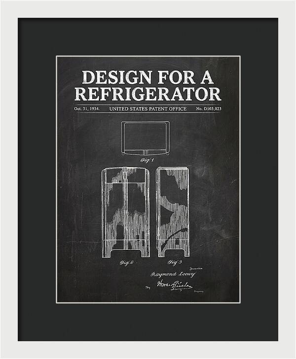 Refrigerator Raymond Loewy Chalkboard Patent Usd103023s
