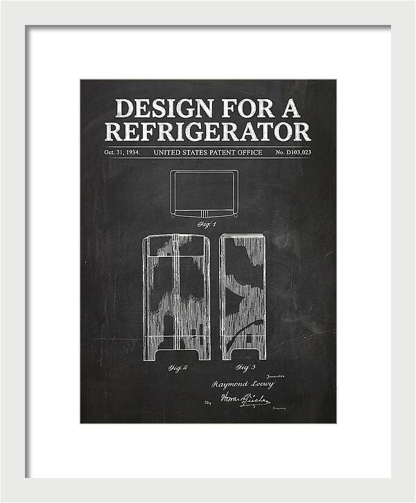 Refrigerator Raymond Loewy Chalkboard Patent Usd103023s
