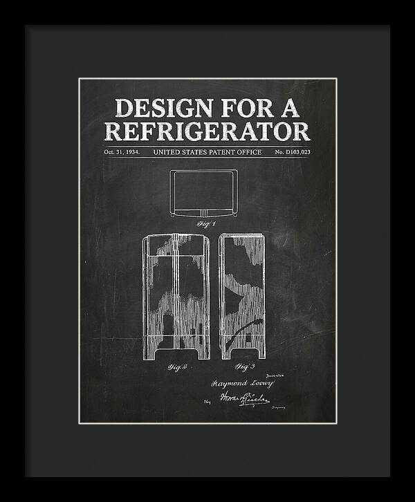 Refrigerator Raymond Loewy Chalkboard Patent Usd103023s