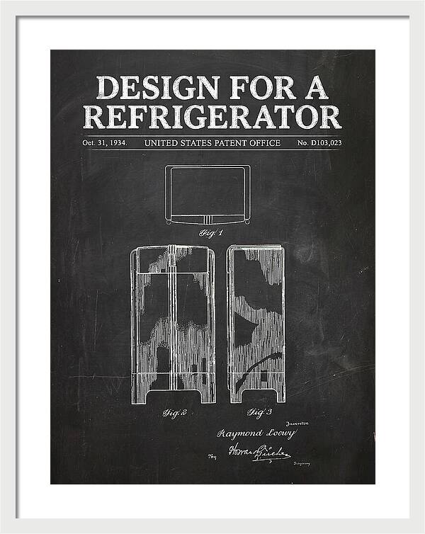 Refrigerator Raymond Loewy Chalkboard Patent Usd103023s
