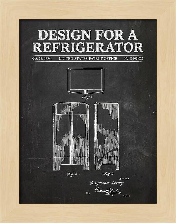 Refrigerator Raymond Loewy Chalkboard Patent Usd103023s