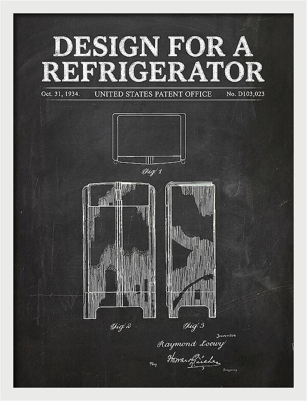 Refrigerator Raymond Loewy Chalkboard Patent Usd103023s