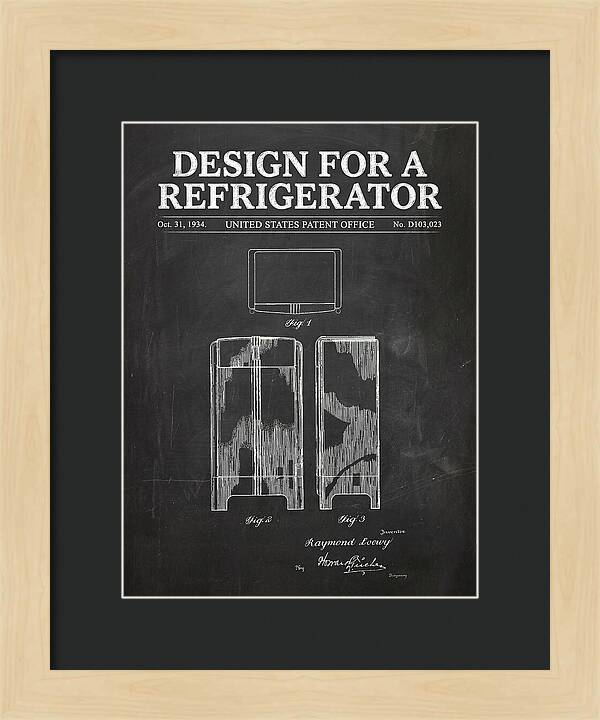 Refrigerator Raymond Loewy Chalkboard Patent Usd103023s
