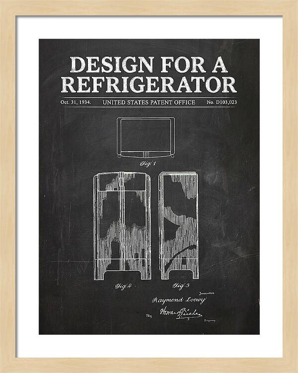 Refrigerator Raymond Loewy Chalkboard Patent Usd103023s