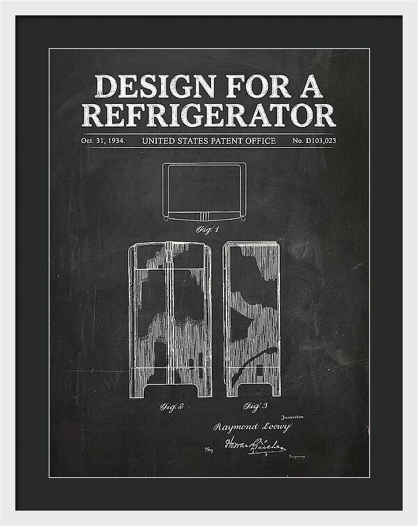 Refrigerator Raymond Loewy Chalkboard Patent Usd103023s