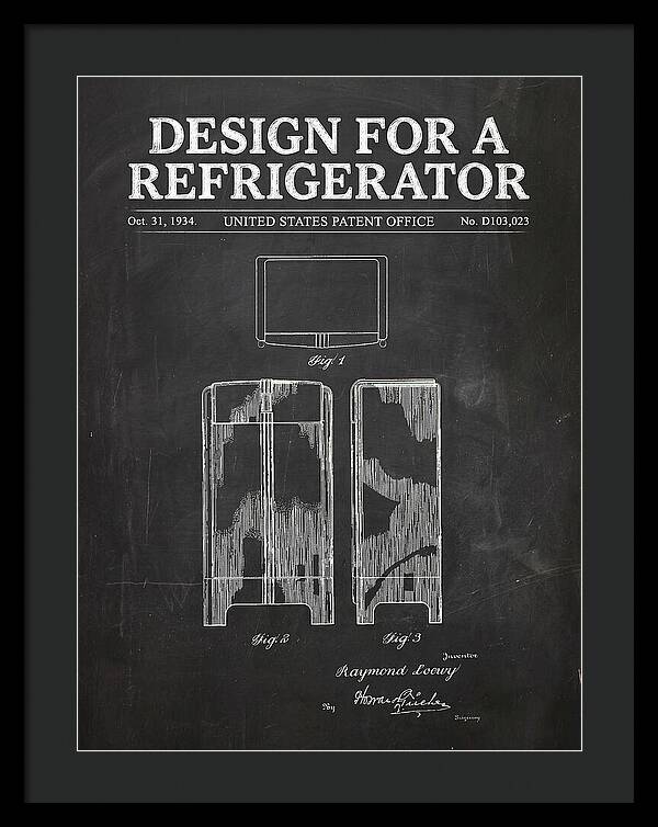 Refrigerator Raymond Loewy Chalkboard Patent Usd103023s