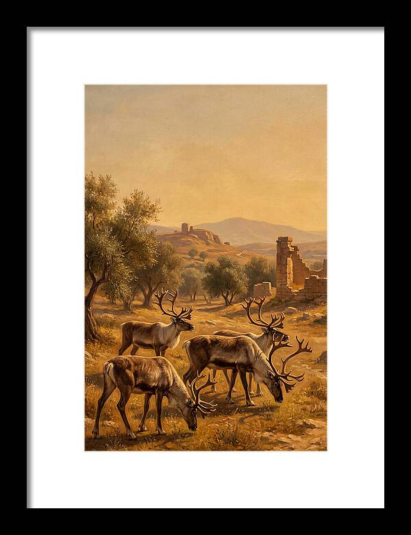 Reindeer In A Mediterranean Landscape