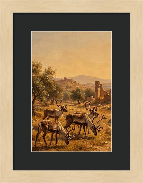 Reindeer In A Mediterranean Landscape