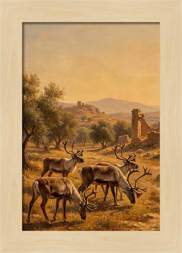 Reindeer In A Mediterranean Landscape