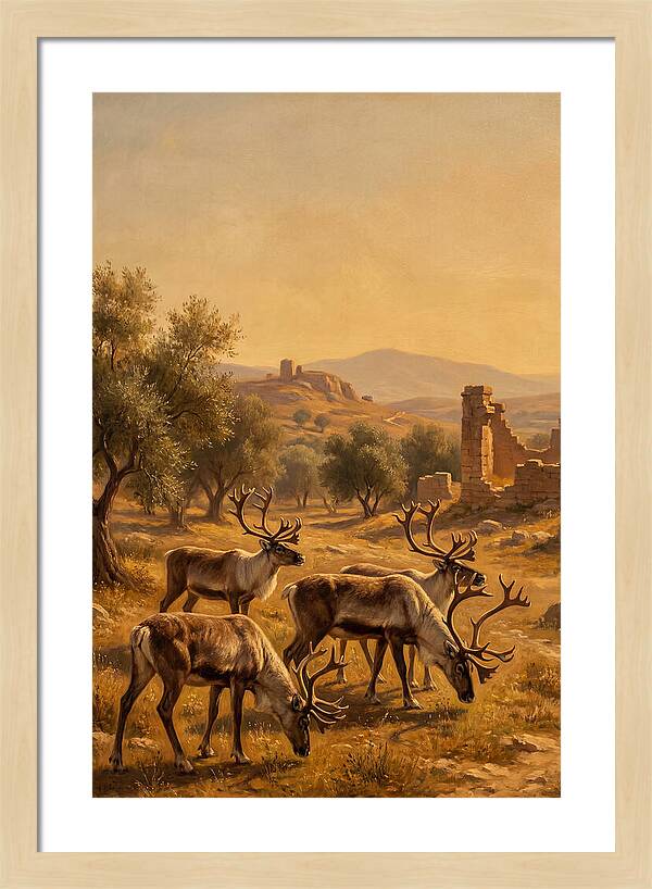 Reindeer In A Mediterranean Landscape