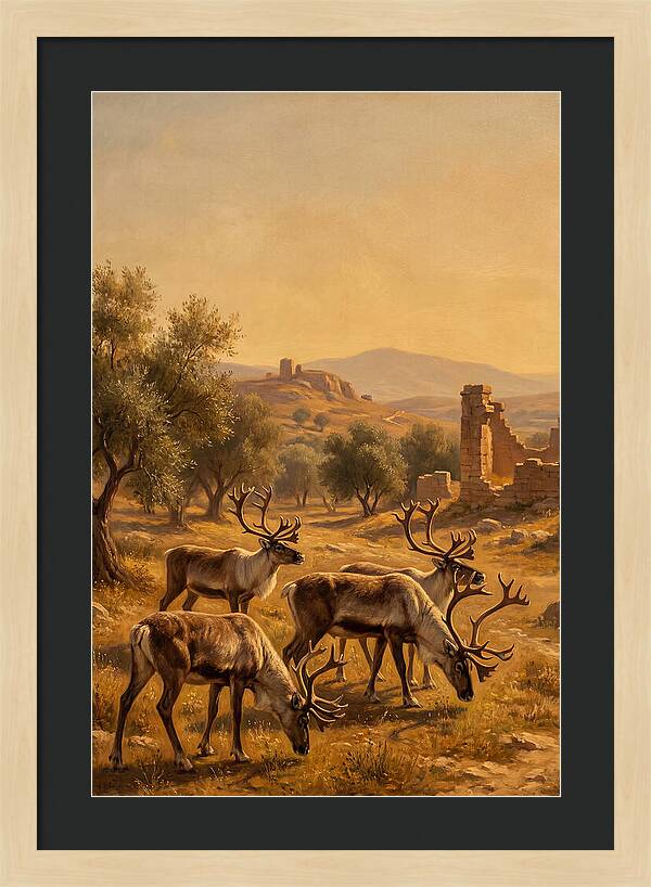 Reindeer In A Mediterranean Landscape
