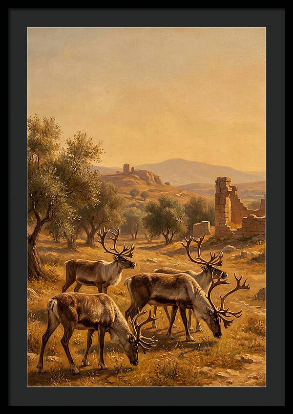 Reindeer In A Mediterranean Landscape