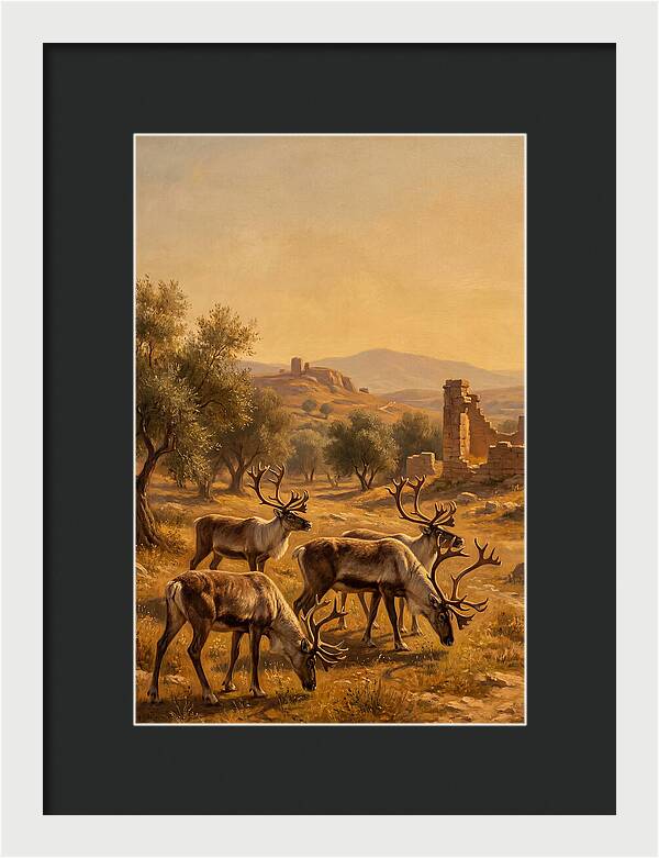 Reindeer In A Mediterranean Landscape