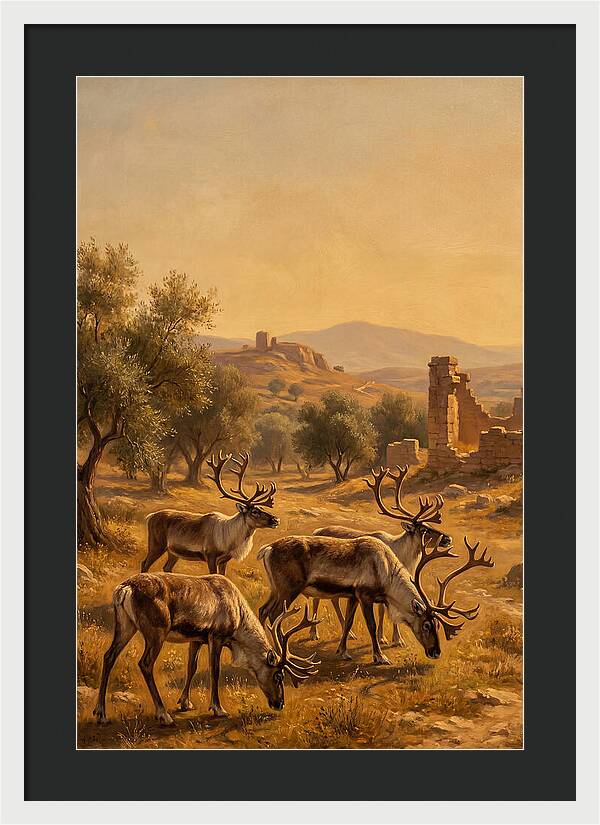Reindeer In A Mediterranean Landscape