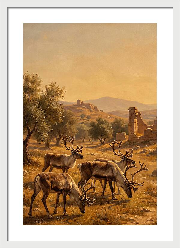 Reindeer In A Mediterranean Landscape