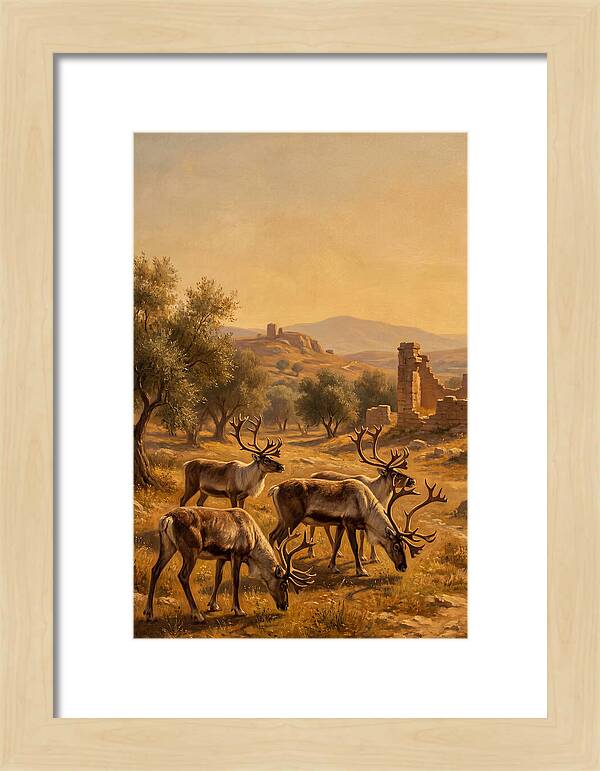 Reindeer In A Mediterranean Landscape
