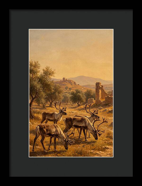 Reindeer In A Mediterranean Landscape